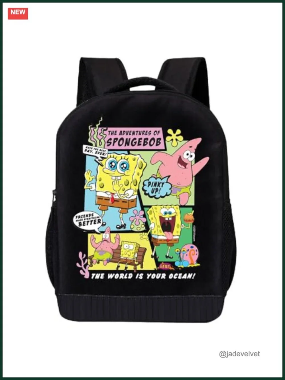 SpongeBob Backpack Kids Travel School Bag with Padded Straps Polyester
